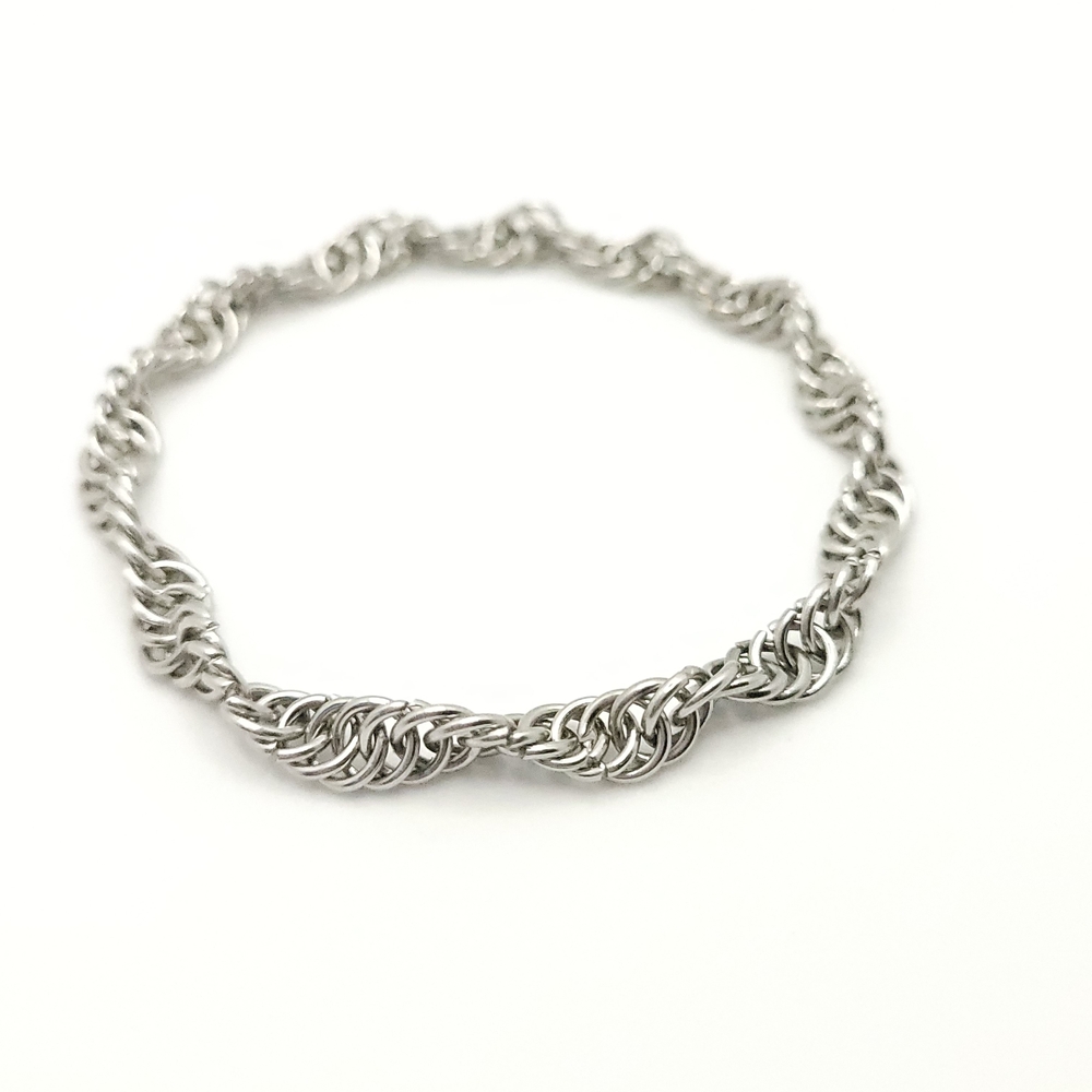Infinity Spiral Chainmail Bracelet In Stainless Steel